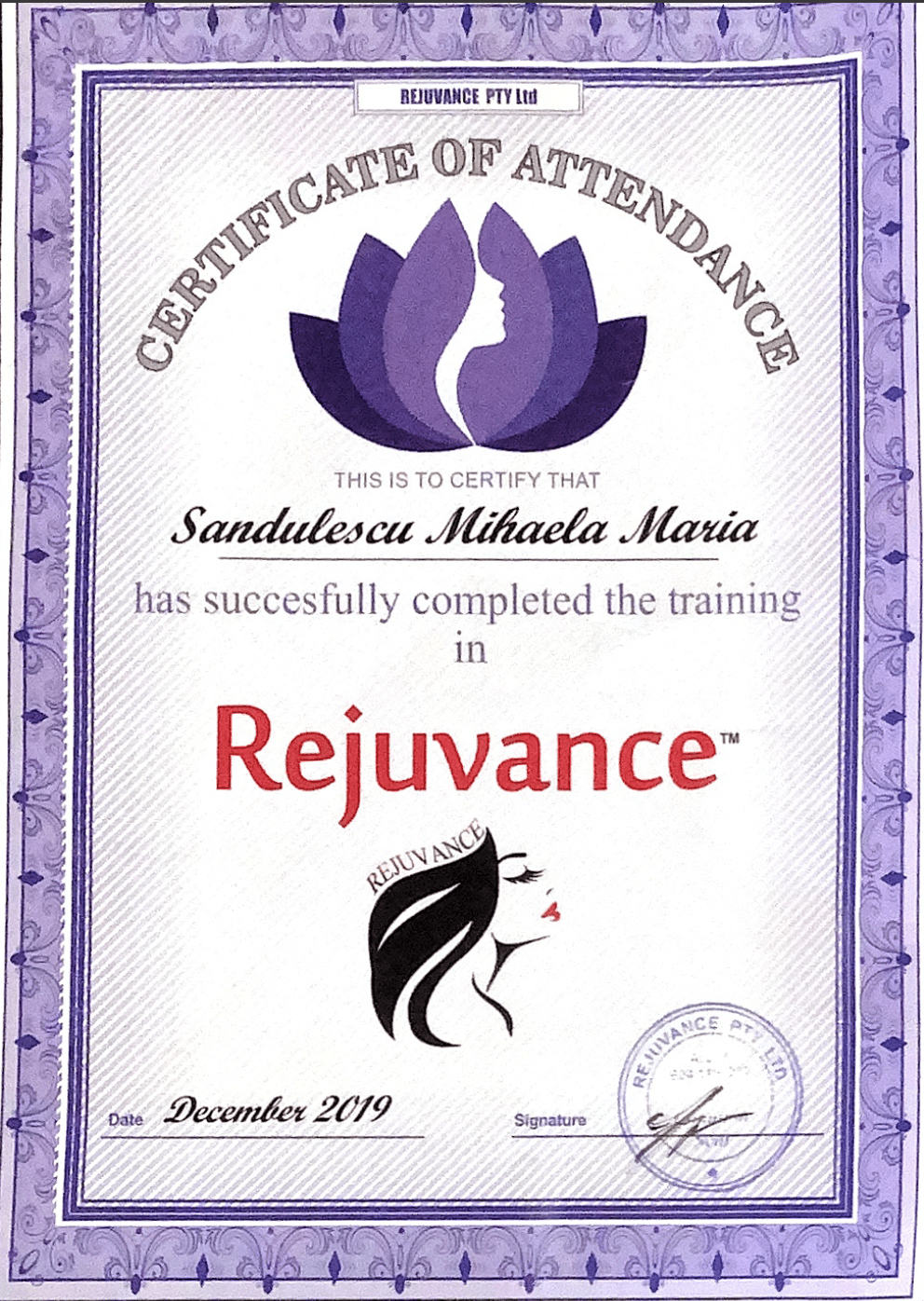 Diploma tehnician Rejuvance